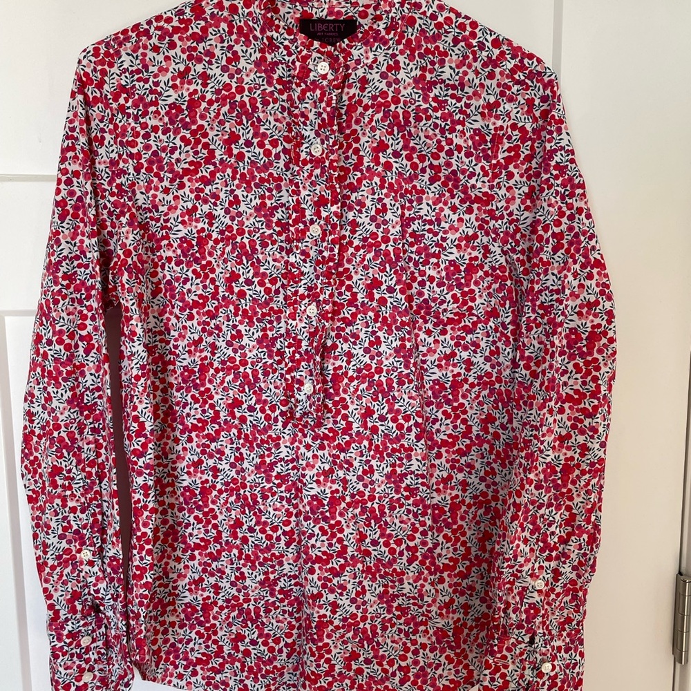 J. Crew Liberty Red and White Floral Shirt